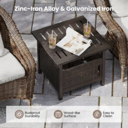 Gainoom Outdoor Rattan Side Table Garden Pe Wicker Patio Umbrella Table W/ 4.9Cm Umbrella Hole - thumbnail 6