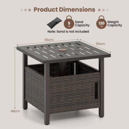 Gainoom Outdoor Rattan Side Table Garden Pe Wicker Patio Umbrella Table W/ 4.9Cm Umbrella Hole - thumbnail 2
