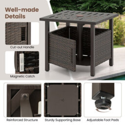 Gainoom Outdoor Rattan Side Table Garden Pe Wicker Patio Umbrella Table W/ 4.9Cm Umbrella Hole - thumbnail 9