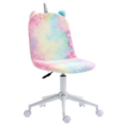 Vinsetto Fluffy Unicorn Office Chair W/ Swivel Wheel, Cute Desk Chair, Rainbow - thumbnail 2