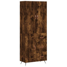 Berkfield Elegant Highboard Smoked Oak 69.5X34X180 Cm Engineered Wood - thumbnail 1