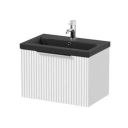 Affine Fluted 600mm Bathroom Vanity Unit Basin Wall Hung Cupboard Soft Close Matt White - thumbnail 5