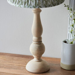 Luminosa Lighting Luminosa Hidcote Natural Wood Table Lamp With Herb Garden Green Fabric Leaf Shade 30Cm B22 - thumbnail 5