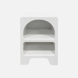 Sweeek - Pair Of White Wood-Effect Organic Bedside Tables 2 Niches White 40X40X55 Cm - Thessa - thumbnail 3