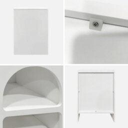 Sweeek - Pair Of White Wood-Effect Organic Bedside Tables 2 Niches White 40X40X55 Cm - Thessa - thumbnail 4
