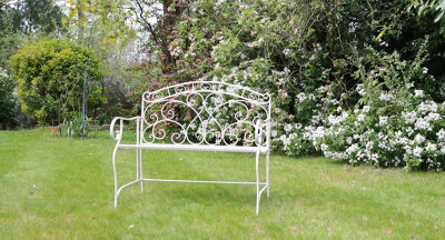 Aspect Furniture Salvora French Style Folding Metal Garden Bench,antique White - image 1