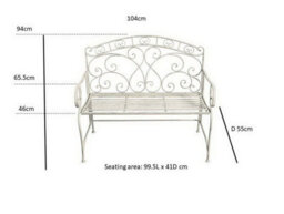 Aspect Furniture Salvora French Style Folding Metal Garden Bench,antique White - thumbnail 8