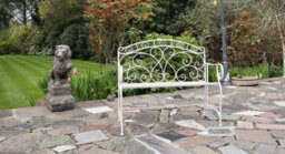 Aspect Furniture Salvora French Style Folding Metal Garden Bench,antique White - thumbnail 2