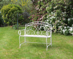 Aspect Furniture Salvora French Style Folding Metal Garden Bench,antique White - thumbnail 6