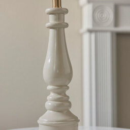 Luminosa Lighting Luminosa Myrtle Almond White Table Lamp With Neutral Print Fabric Ikat Shade 25Cm B22 - thumbnail 4
