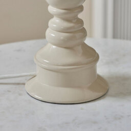 Luminosa Lighting Luminosa Myrtle Almond White Table Lamp With Neutral Print Fabric Ikat Shade 25Cm B22 - thumbnail 5