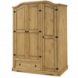 Mercers Furniture Corona 3 Door 1 Drawer Wardrobe Triple Robe Solid Wood Pine With Mexican Wooden Styling