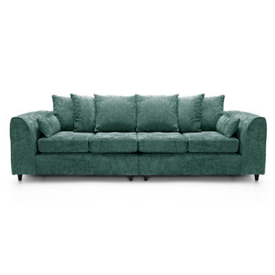 Furnishings For Less UK Monaco Chenille Fabric Long 4 Seater Sofa Teal - image 1