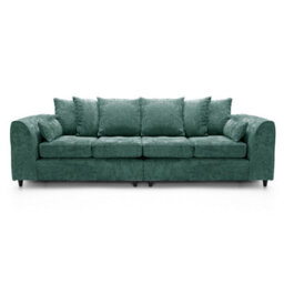 Furnishings For Less UK Monaco Chenille Fabric Long 4 Seater Sofa  Teal - thumbnail 1