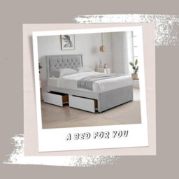 Silver Plush 4Ft6 Double Bed With Matttress  2 Storage Drawers And 20 Inch Borderd Headboard - thumbnail 2