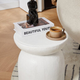 Nordlys Side Table In White Magnesite Indoor Outdoor Modern Design Style Living Room - thumbnail 5