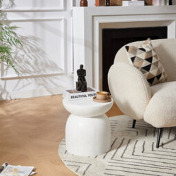 Nordlys Side Table In White Magnesite Indoor Outdoor Modern Design Style Living Room - thumbnail 7