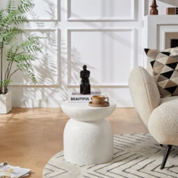Nordlys Side Table In White Magnesite Indoor Outdoor Modern Design Style Living Room - thumbnail 3