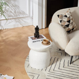 Nordlys Side Table In White Magnesite Indoor Outdoor Modern Design Style Living Room - thumbnail 8