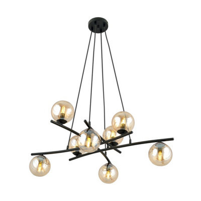 Emibig Lighting Emibig Essa Pendant Lamp 8 X E14 Black With Amber Shade - image 1