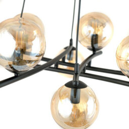 Emibig Lighting Emibig Essa Pendant Lamp 8 X E14 Black With Amber Shade - thumbnail 9