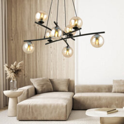 Emibig Lighting Emibig Essa Pendant Lamp 8 X E14 Black With Amber Shade - thumbnail 2