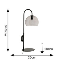 Valuelights Glenn Smoked Glass Globe Shade Wall Light With Matte Black Shelf - thumbnail 6
