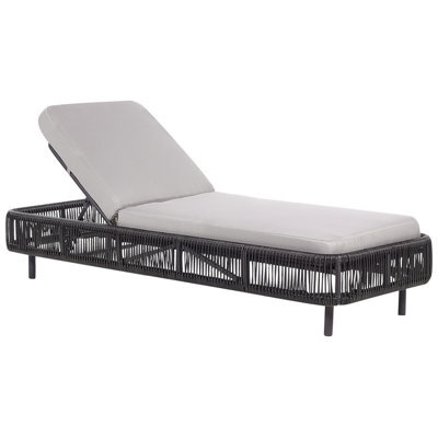 Beliani Sun Lounger With Cushion Osini Reclining Pe Rattan Grey - image 1