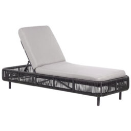 Beliani Sun Lounger With Cushion Osini Reclining Pe Rattan Grey - thumbnail 4