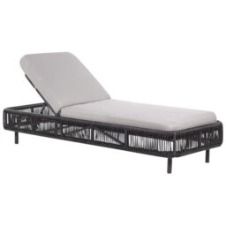 Beliani Sun Lounger With Cushion Osini Reclining Pe Rattan Grey - thumbnail 1