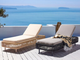 Beliani Sun Lounger With Cushion Osini Reclining Pe Rattan Grey - thumbnail 2