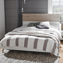 LPD Stockholm White-Oak Double Bed - Sleek Retro Style With Mid-Height Headboard - thumbnail 2