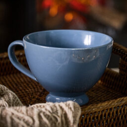 Dibor Set Of 4 Montmartre Large French Blue Ceramic Tea Cups Coffee Mugs H9.7Cm X Dia13.5Cm - thumbnail 3