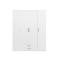 Arte Mora 1 Four Door Hinged Wardrobe White Matt 2 Drawers 5 Shelves 2 Rails - thumbnail 6