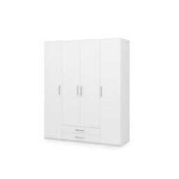 Arte Mora 1 Four Door Hinged Wardrobe White Matt 2 Drawers 5 Shelves 2 Rails - thumbnail 5