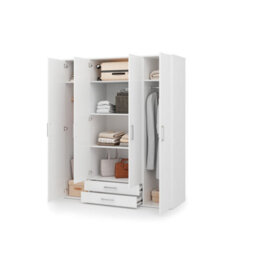 Arte Mora 1 Four Door Hinged Wardrobe White Matt 2 Drawers 5 Shelves 2 Rails - thumbnail 4