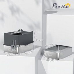 Pawhut Stainless Steel Cat Litter Box, Enclosed Metal Litter Tray, Dark Grey - thumbnail 3