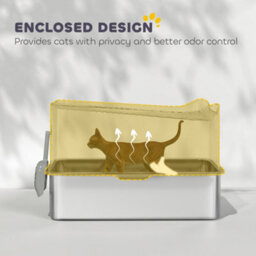 Pawhut Stainless Steel Cat Litter Box, Enclosed Metal Litter Tray, Dark Grey - thumbnail 5