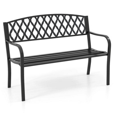 2-Seater Garden Bench Patio Park-Style Seating Furniture-Black - image 1