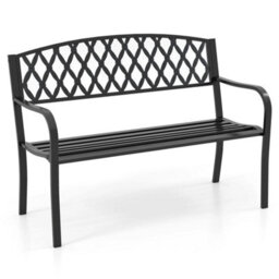 2-Seater Garden Bench Patio Park-Style Seating Furniture-Black - thumbnail 1