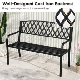 2-Seater Garden Bench Patio Park-Style Seating Furniture-Black - thumbnail 6