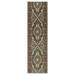 Bravich Hard Wearing Hessian Backed Stair Runner Kitchen Mat - Texas Green Traditional Medallion - 60X180Cm (2'x6') - thumbnail 5
