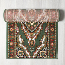 Bravich Hard Wearing Hessian Backed Stair Runner Kitchen Mat - Texas Green Traditional Medallion - 60X180Cm (2'x6') - thumbnail 1