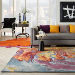 Multicolour Wool Rug, Luxurious Abstract Optical/ (3D) Rug, Handmade Modern Rug For Bedroom, & Diningroom-297Cm X 419Cm - thumbnail 4