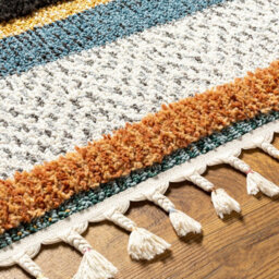 Livabliss Lofty-Shaggy Off-White Black Yellow Vintage Boho Plush Soft Pile Fringe Living Bedroom Rug 160 X 213 Cm Easy Care, Non Shedding - thumbnail 3