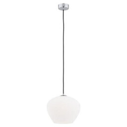 Luminosa Lighting Luminosa Kalimera 24Cm Globe Pendant Ceiling Light Opal Matt, Chrome - thumbnail 1