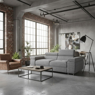 Torezio Sofa 2 Living Room Sofa With Adjustable Headrests Chipboard Frame Polyurethane Foam 198Cm 102Cm 70Cm Grey Melange - image 1