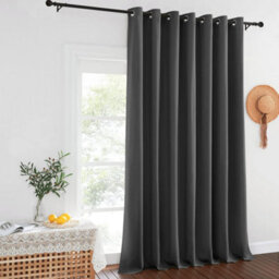 Aspire Homeware Plain Room Darkening Blackout Eyelet Door Curtain Single Panel Dark Grey (W)168Cm X (D)213Cm With Tie Back - thumbnail 9