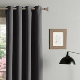 Aspire Homeware Plain Room Darkening Blackout Eyelet Door Curtain Single Panel Dark Grey (W)168Cm X (D)213Cm With Tie Back - thumbnail 8