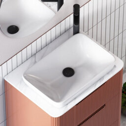 Royal Bathrooms Avenza 600mm Terracotta Clay Floor Standing Countertop Bathroom Vanity Unit 2 Drawer With Qubix Basin - thumbnail 7